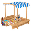 Kids Wooden Sandbox with Striped Canopy by LJGDeals