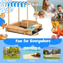 Kids Wooden Sandbox with Striped Canopy by LJGDeals
