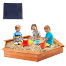 Hexagon Wooden Cedar Sand Box with Seat Boards by LJGDeals