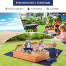 Hexagon Wooden Cedar Sand Box with Seat Boards by LJGDeals