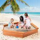 Hexagon Wooden Cedar Sand Box with Seat Boards by LJGDeals