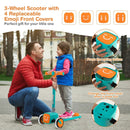 Folding Adjustable Kids Toy Scooter with LED Flashing Wheels Horn 4 Emoji Covers by LJGDeals