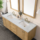 James Martin Laurent 72" Dual Mount Double Bathroom Vanity, Light Natural Oak