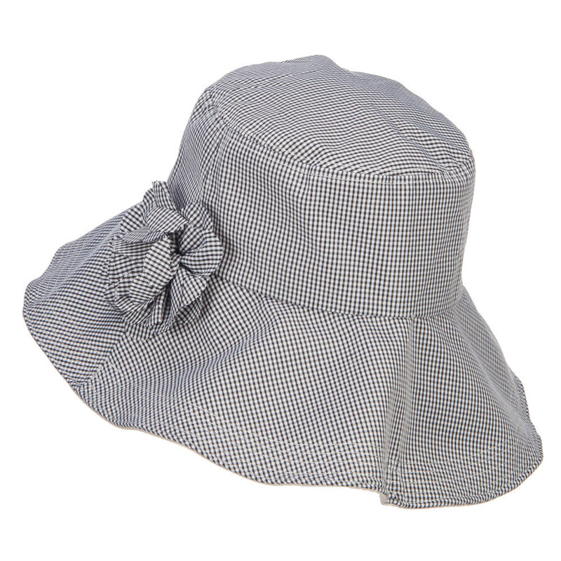 Checked Flower Accent Crushable Hat