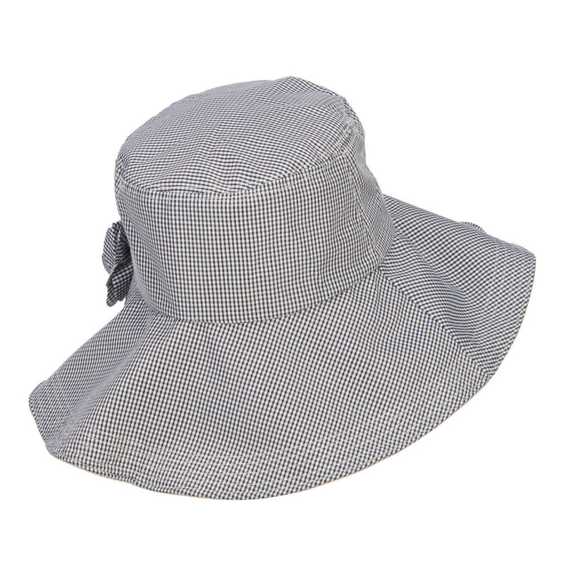 Checked Flower Accent Crushable Hat