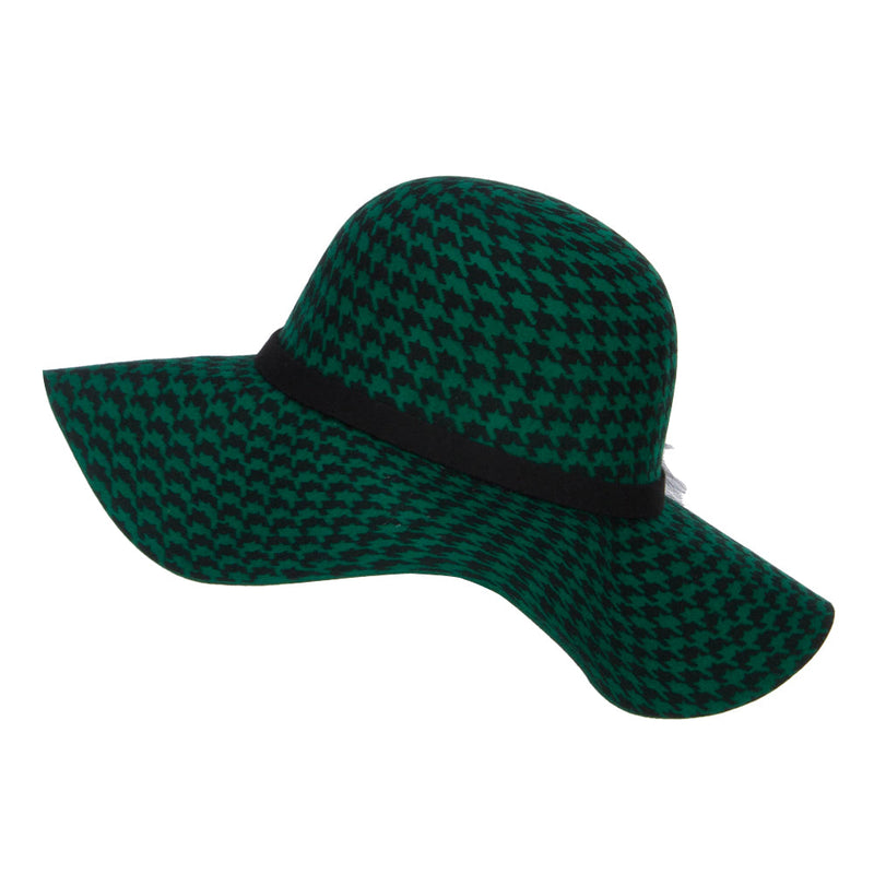 Houndstooth Wool Fur Trim Hat