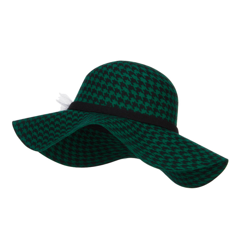 Houndstooth Wool Fur Trim Hat