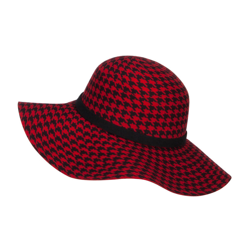Houndstooth Wool Fur Trim Hat
