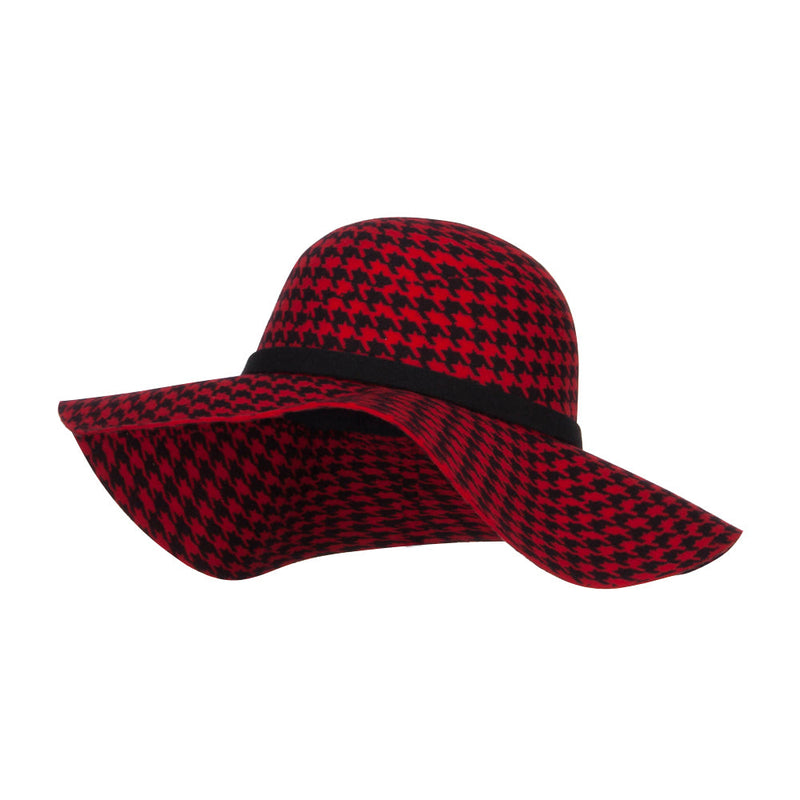 Houndstooth Wool Fur Trim Hat