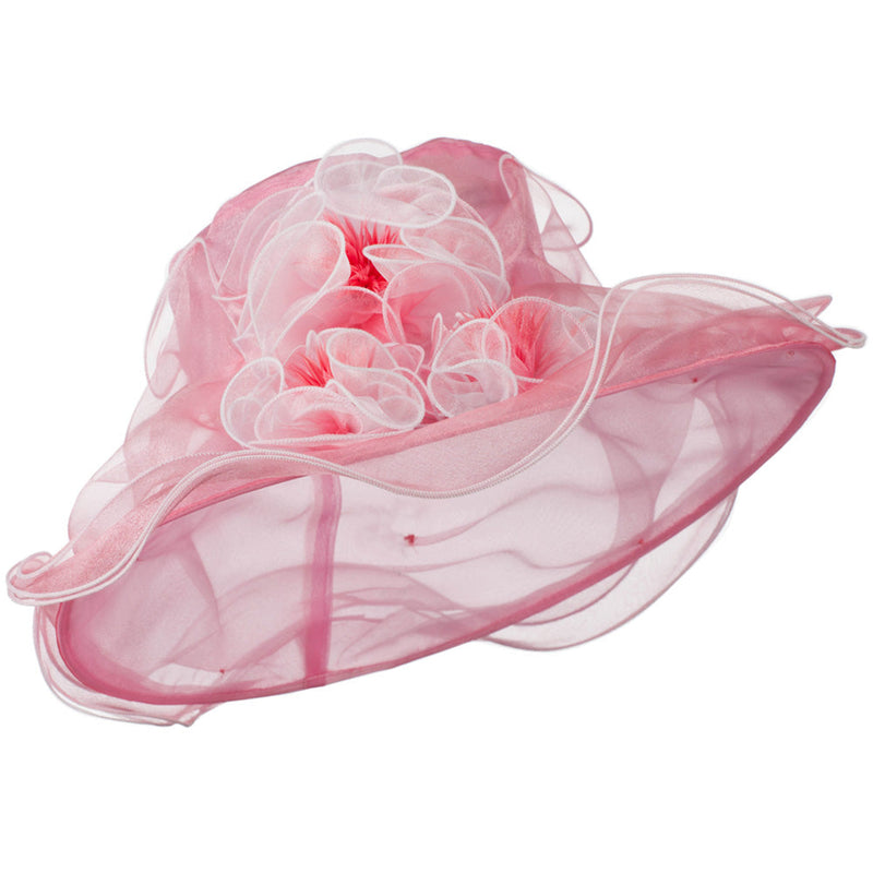 Two Tone Ruffle Accent Organza Hat