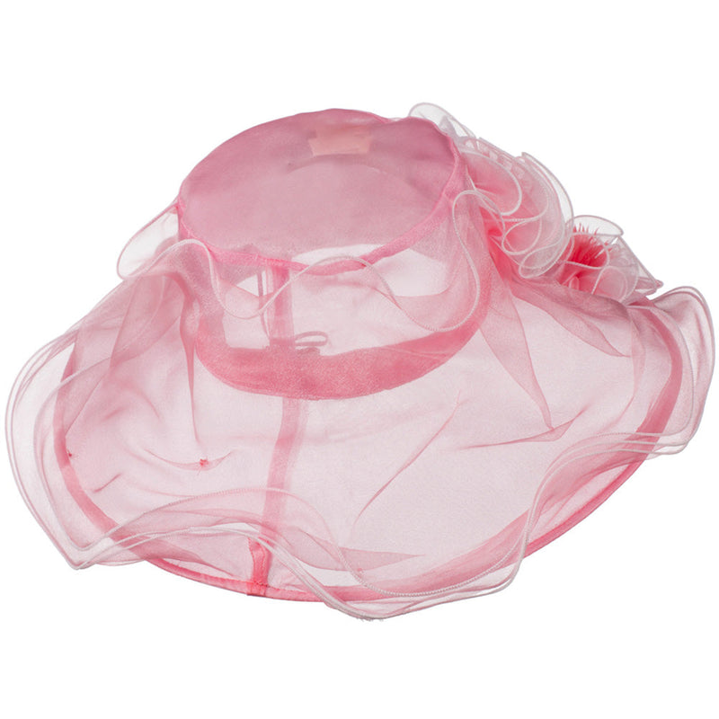 Two Tone Ruffle Accent Organza Hat