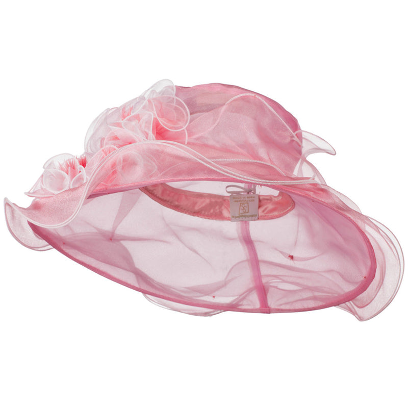 Two Tone Ruffle Accent Organza Hat