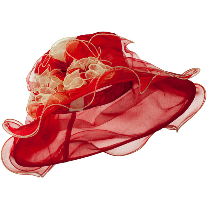 Two Tone Ruffle Accent Organza Hat