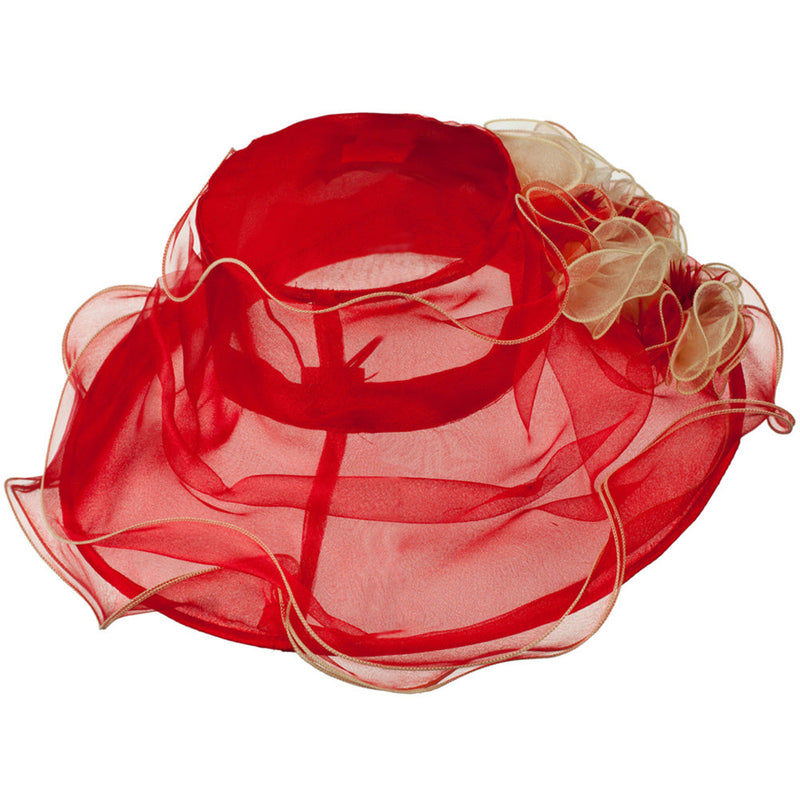 Two Tone Ruffle Accent Organza Hat