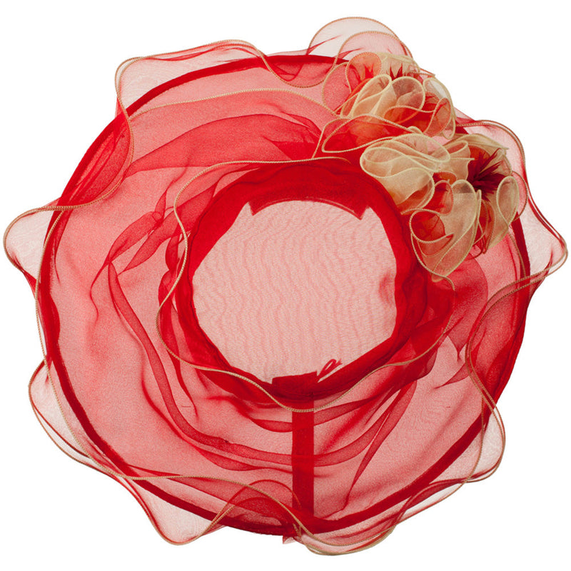 Two Tone Ruffle Accent Organza Hat