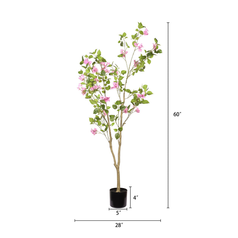 Artificial Bougainvillea Tree, Realistic Faux Plant In Pot, Indoor Decor For Home - Baby Pink / Green Leaf, photo 2 of 4
