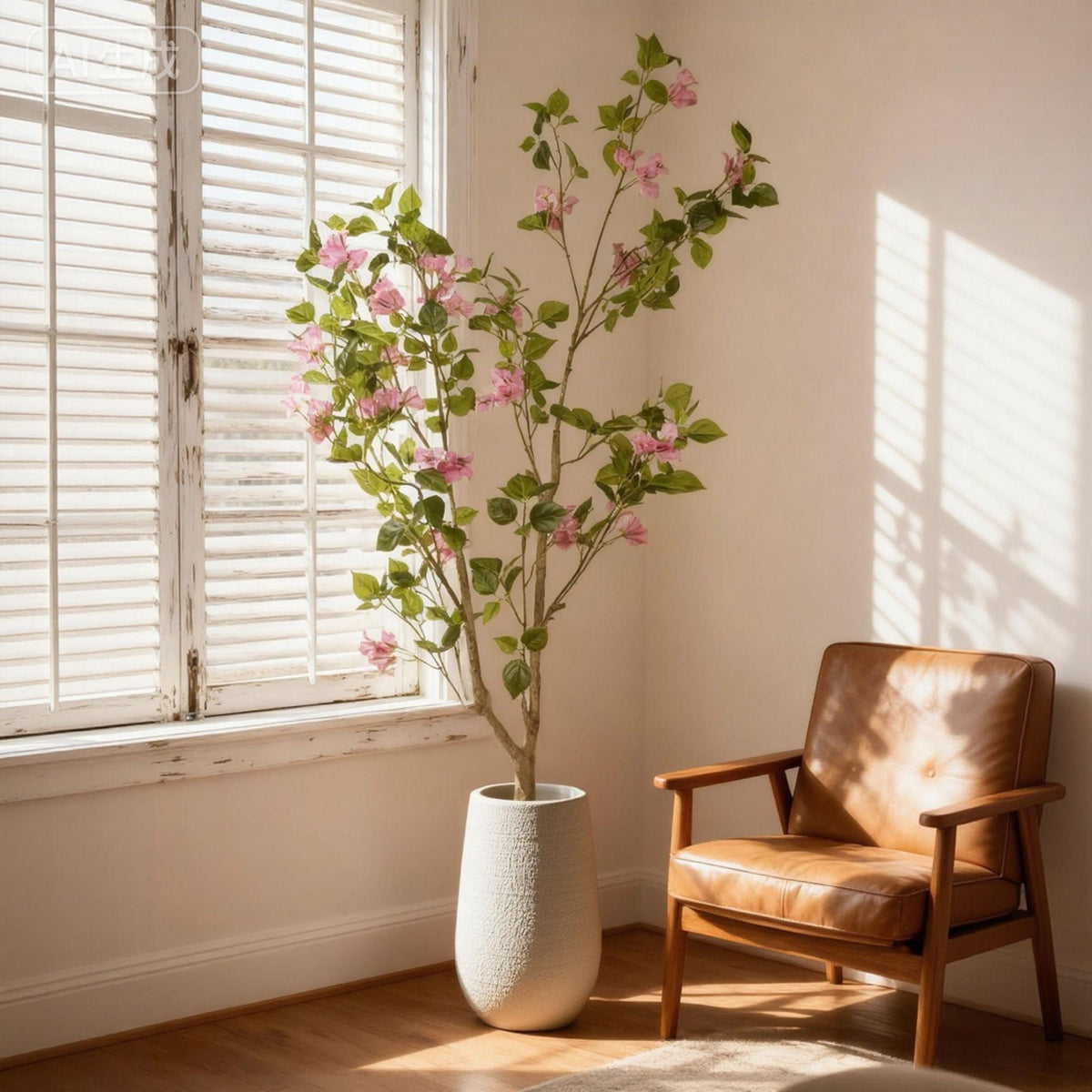 Artificial Bougainvillea Tree, Realistic Faux Plant In Pot, Indoor Decor For Home - Baby Pink / Green Leaf, photo 3 of 4