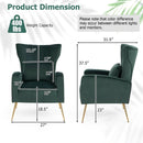 Velvet Upholstered Wingback Chair with Lumbar Pillow and Golden Metal Legs by LJGDeals