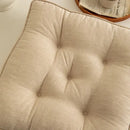 Tufted button cushion in terracotta cream and olive for living room by Decorbites