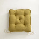 Tufted button cushion in terracotta cream and olive for living room by Decorbites