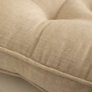 Tufted button cushion in terracotta cream and olive for living room by Decorbites