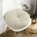 Tufted grey linen floor pillow seating cushion living room pouf by Decorbites