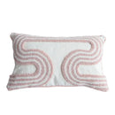 Tufted white & blush pink cotton loop cushion cover living room by Decorbites