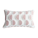 Tufted white & blush pink cotton loop cushion cover living room by Decorbites