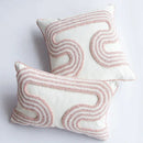 Tufted white & blush pink cotton loop cushion cover living room by Decorbites