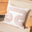 Tufted white & blush pink cotton loop cushion cover living room by Decorbites