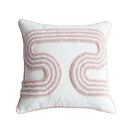 Tufted white & blush pink cotton loop cushion cover living room by Decorbites