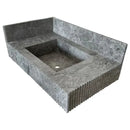 Tundra Gray Marble Rectangular Wall Mount Bathroom Sink 16x32