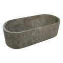 Tundra Gray Marble Freestanding Bathtub - Hand-Carved Matte Finish