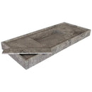 Wall Mount Tundra Grey Marble Bathroom Sink Rectangular Handcrafted