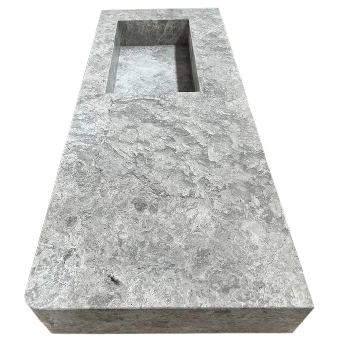 Tundra Gray Marble Rectangular Wall-mount Vanity Top Sink (W)20" (L)48" (H)5"