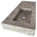 Gray Marble Wall Mounted Rectangular Bathroom Sink 20 In X 48