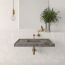 Wall Mount Tundra Grey Marble Bathroom Sink Rectangular Handcrafted
