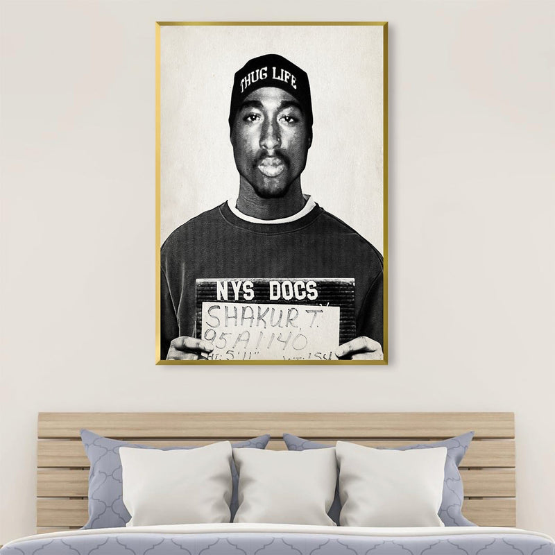 Tupac Mugshot Black Canvas