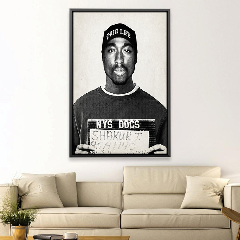 Tupac Mugshot Black Canvas