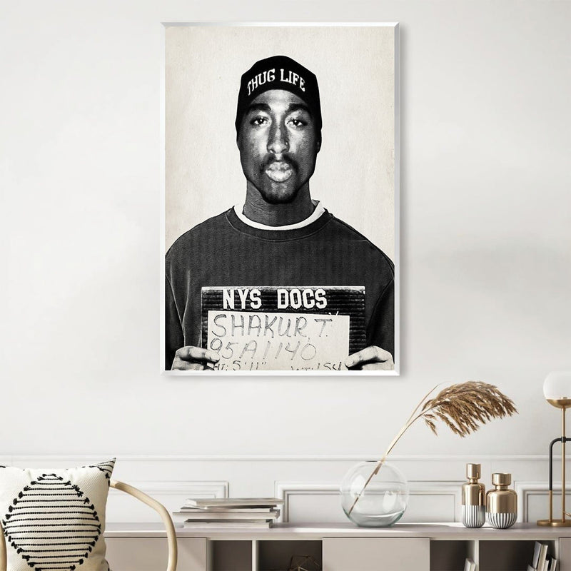 Tupac Mugshot Black Canvas