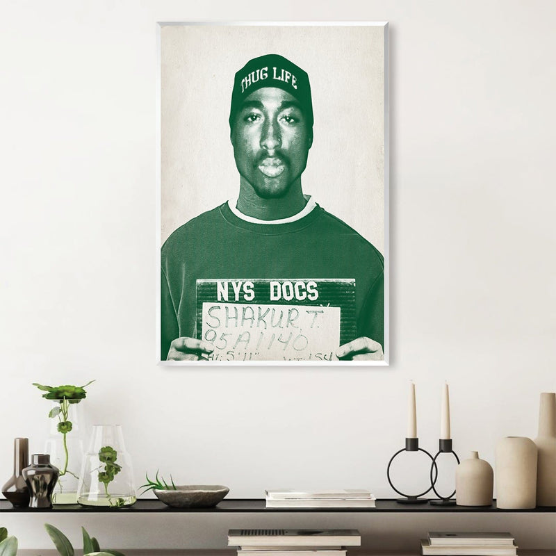 Tupac Mugshot Green Canvas