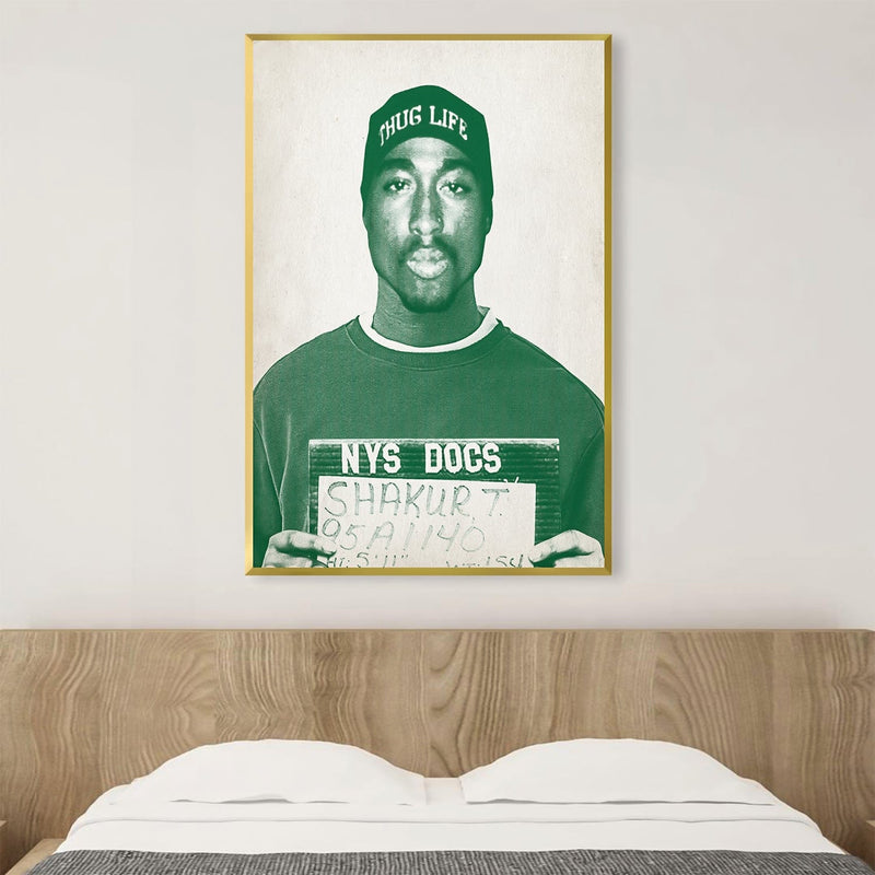 Tupac Mugshot Green Canvas