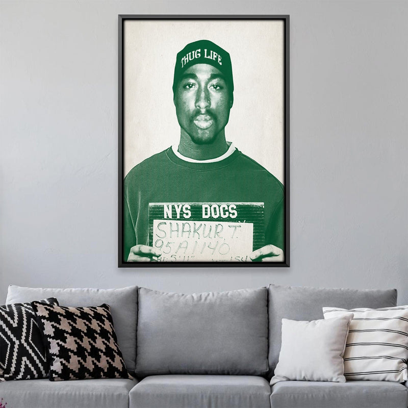 Tupac Mugshot Green Canvas