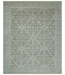 Turkish Design Brown and Ivory 8x10 Hand Knotted Antique Style Traditional Low Pile Wool Rug