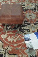 Traditional Heriz Rust And Beige Hand Knotted Wool Area Rug