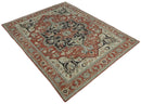 Traditional Heriz Rust And Beige Hand Knotted Wool Area Rug