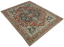 Traditional Heriz Rust And Beige Wool Area Rug - Hand Knotted by The Rug Decor