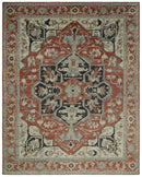 Traditional Heriz Rust And Beige Wool Area Rug - Hand Knotted by The Rug Decor
