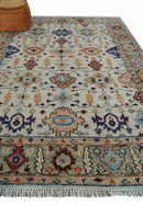 Turkish Knot Ivory and Green Colorful Traditional Multi Size Hand knotted Oushak Rug