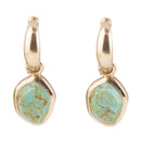 Blue Turquoise and Golden Bronze Half Hoop Earrings